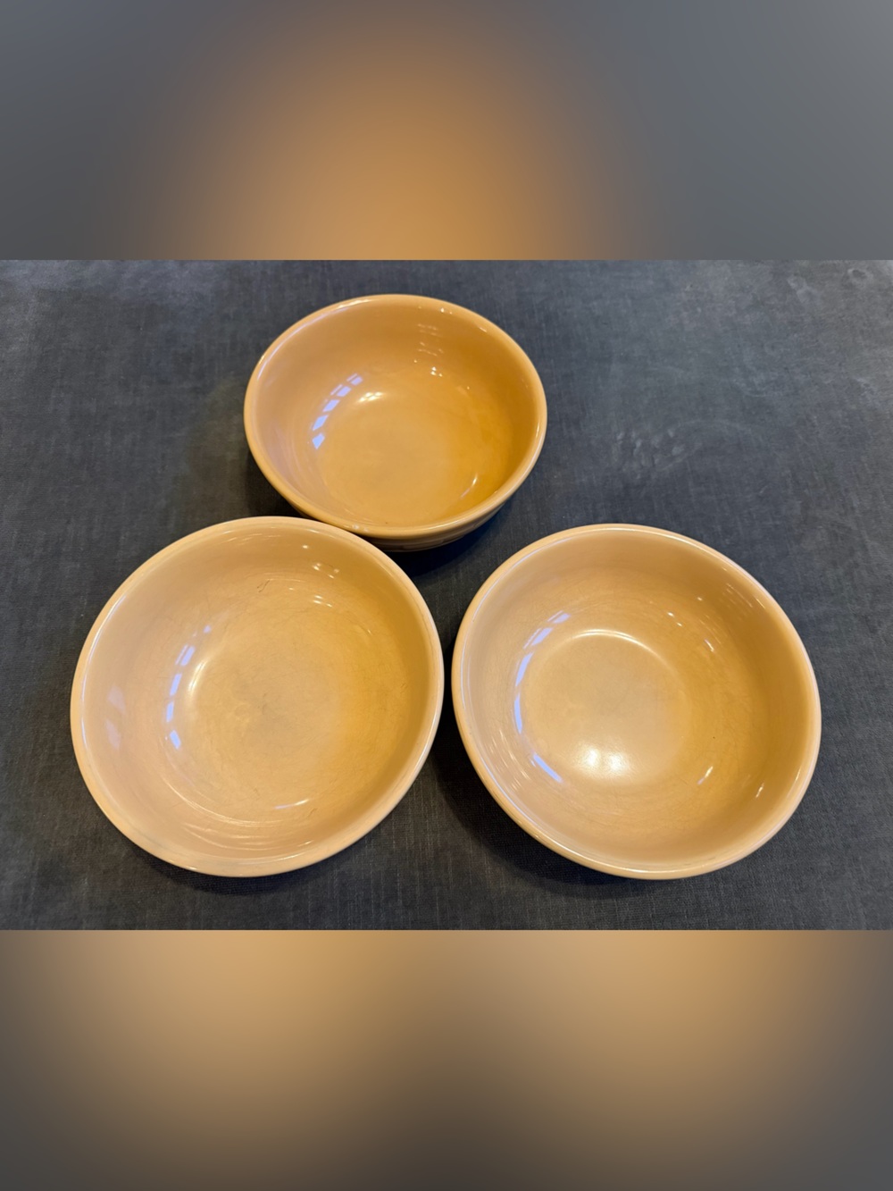 3 Longaberger Pottery Yellow Butternut 7” Bowls